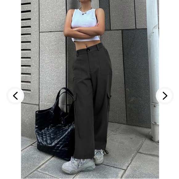 LOLOCCI Cargo Pants are ideal and comfortable. Size M - Black 6 pockets. 🎁🌈🔥 - Picture 3 of 4